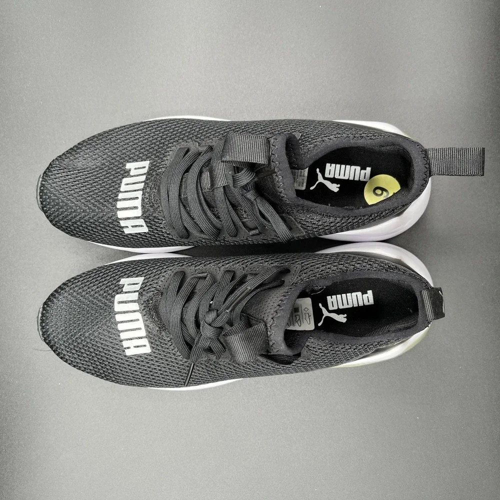 Puma Locell 195425-01 Sneakers Women 9 Black Mesh Lace Up Athletic Running Shoes